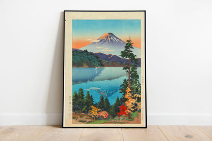 Lake Ashi in the Hakone Hills in Early Autumn poster by Tsuchiya Koitsu - Black frame wall art