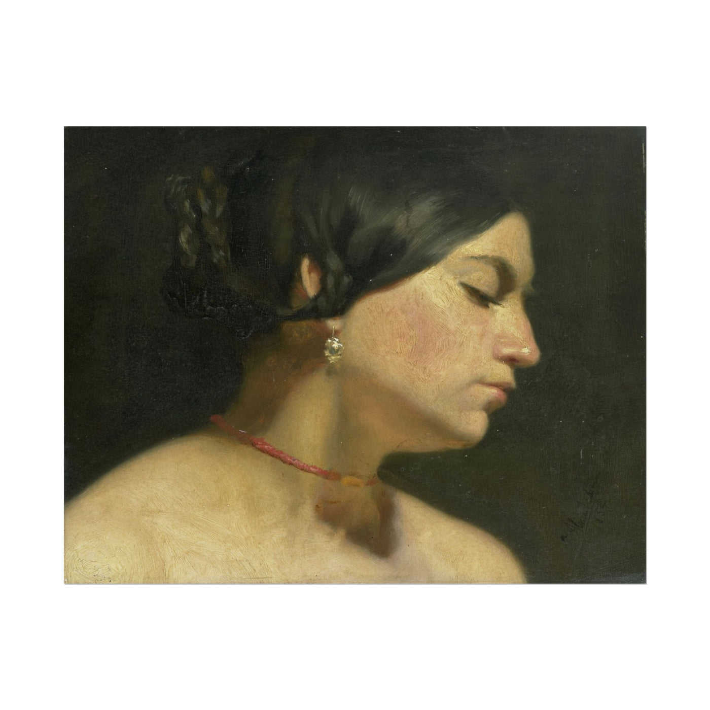 Elegant Profile Portrait Art Print 14″×11″