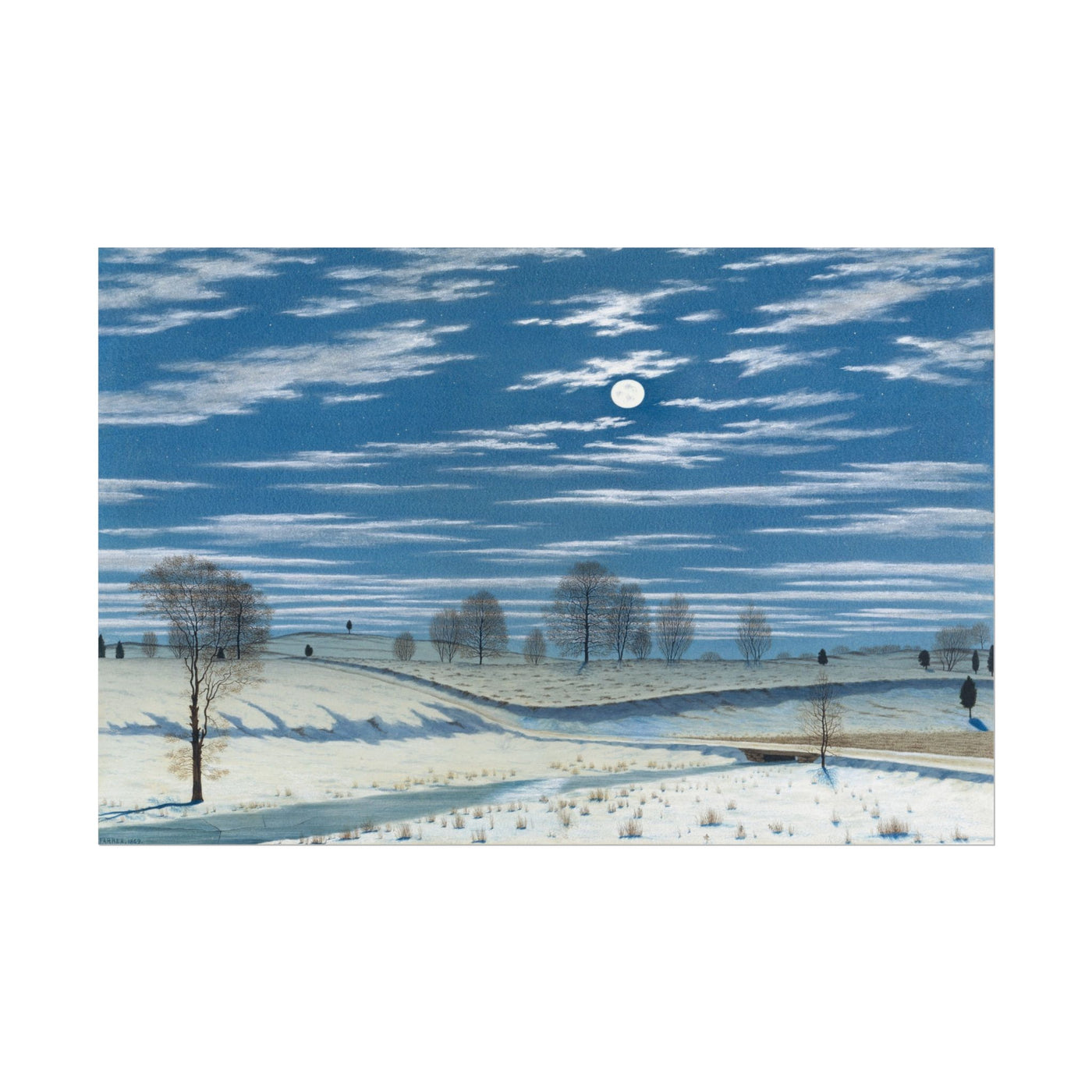Winter Scene in Moonlight 18″×12″