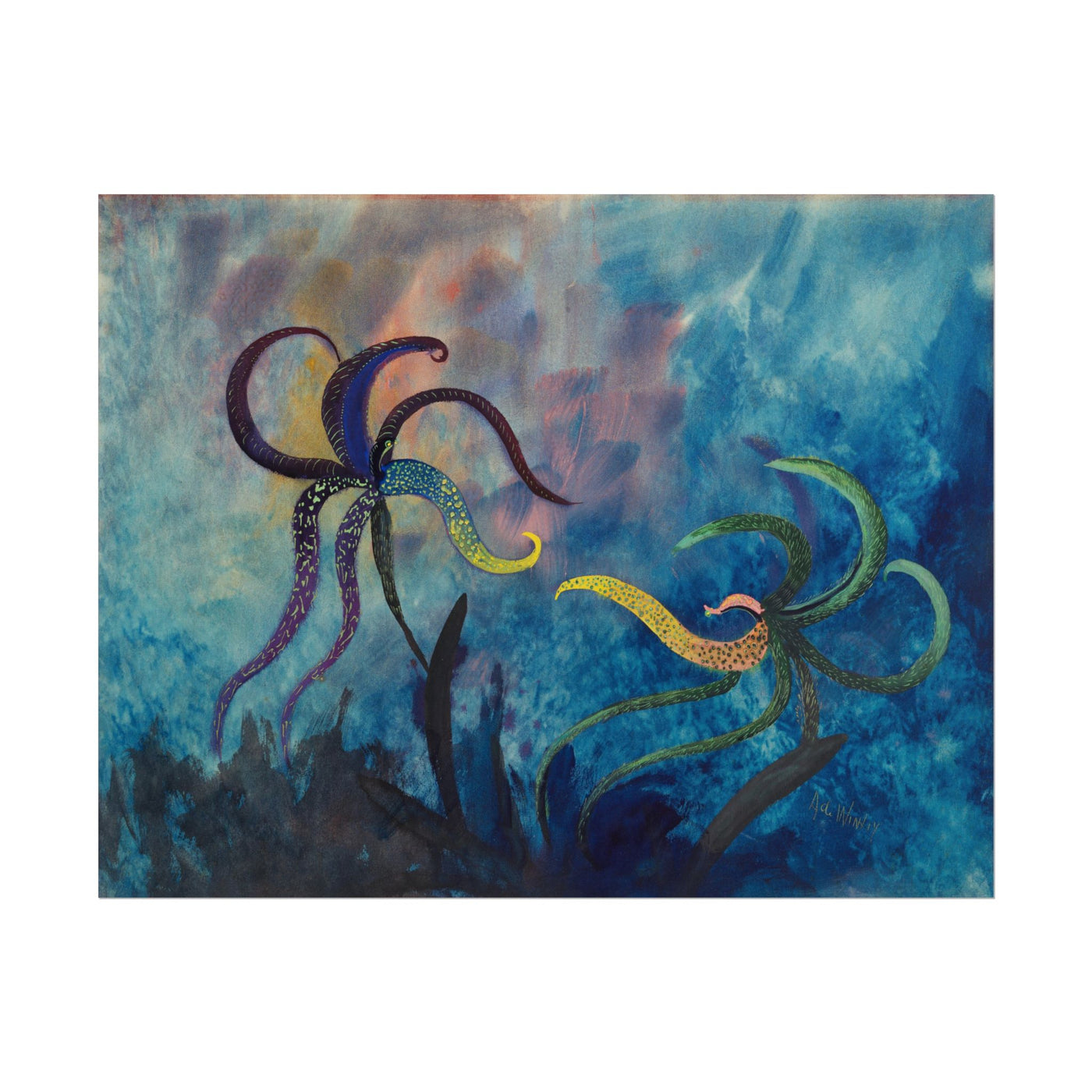 Vibrant Fighting Orchids Art Print 14″×11″