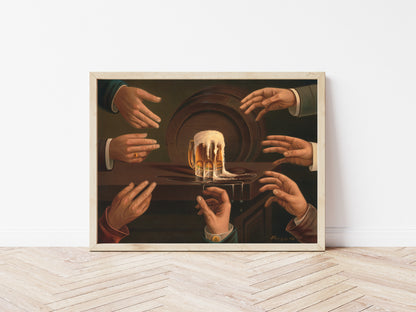 Seven Hands and a Beer poster by Anheuser Busch - Black frame wall art