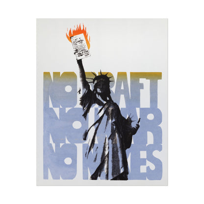 Statue of Liberty holding a burning document with bold text.