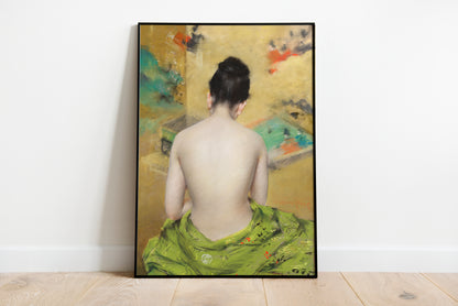 Study of Flesh Color and Gold poster by William Merritt Chase - Black frame wall art