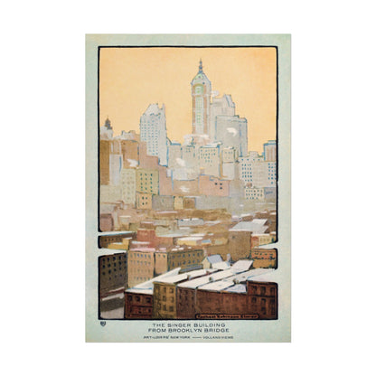 New York Postcard poster by John William Waterhouse  - 16x24 inch poster print