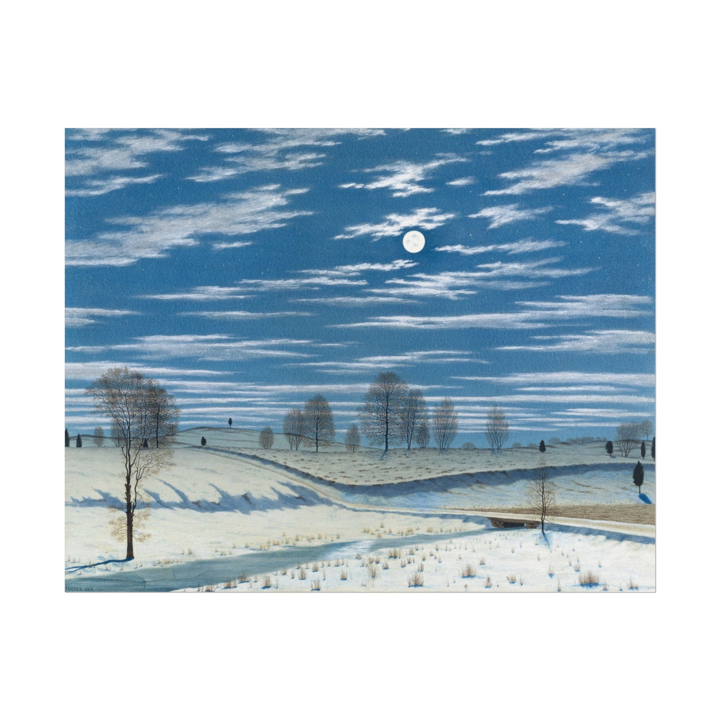 Winter Scene in Moonlight 14″×11″