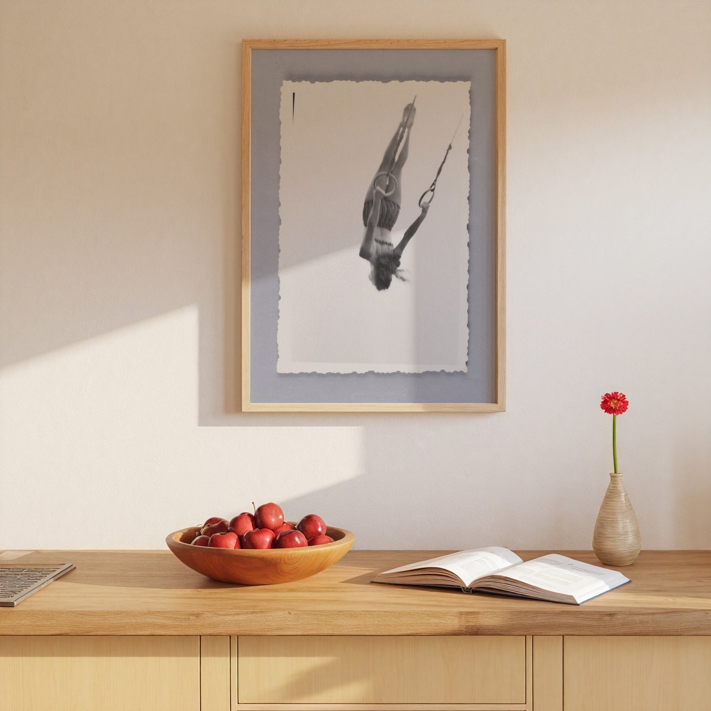 Woman Swinging on Rings