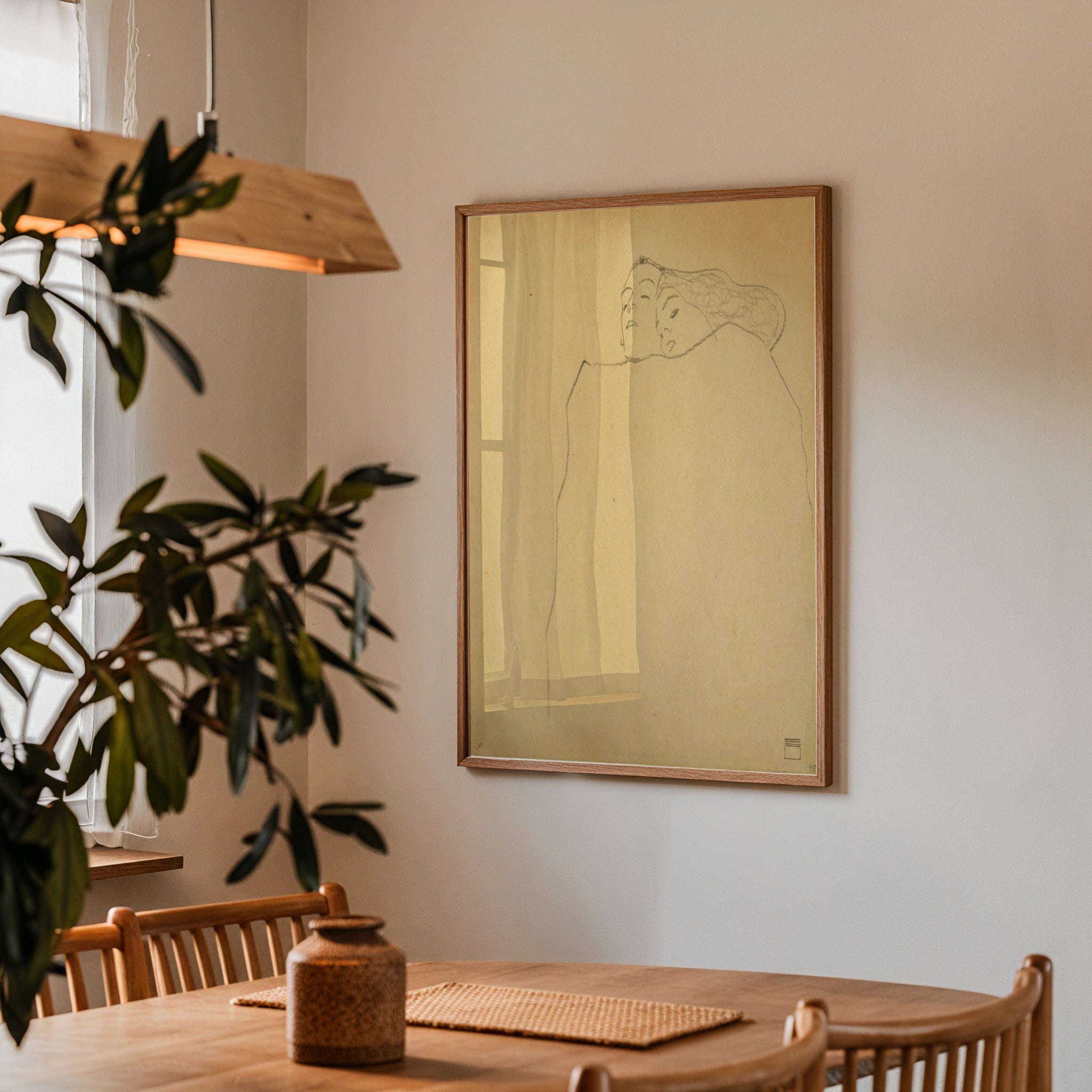 Sleeping Couple by Egon Schiele displayed as framed wall art