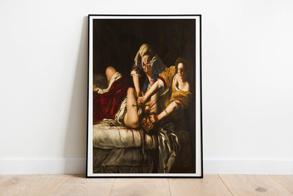 Judith Beheading Holofernes poster by Artemisia Gentileschi - Black frame wall art
