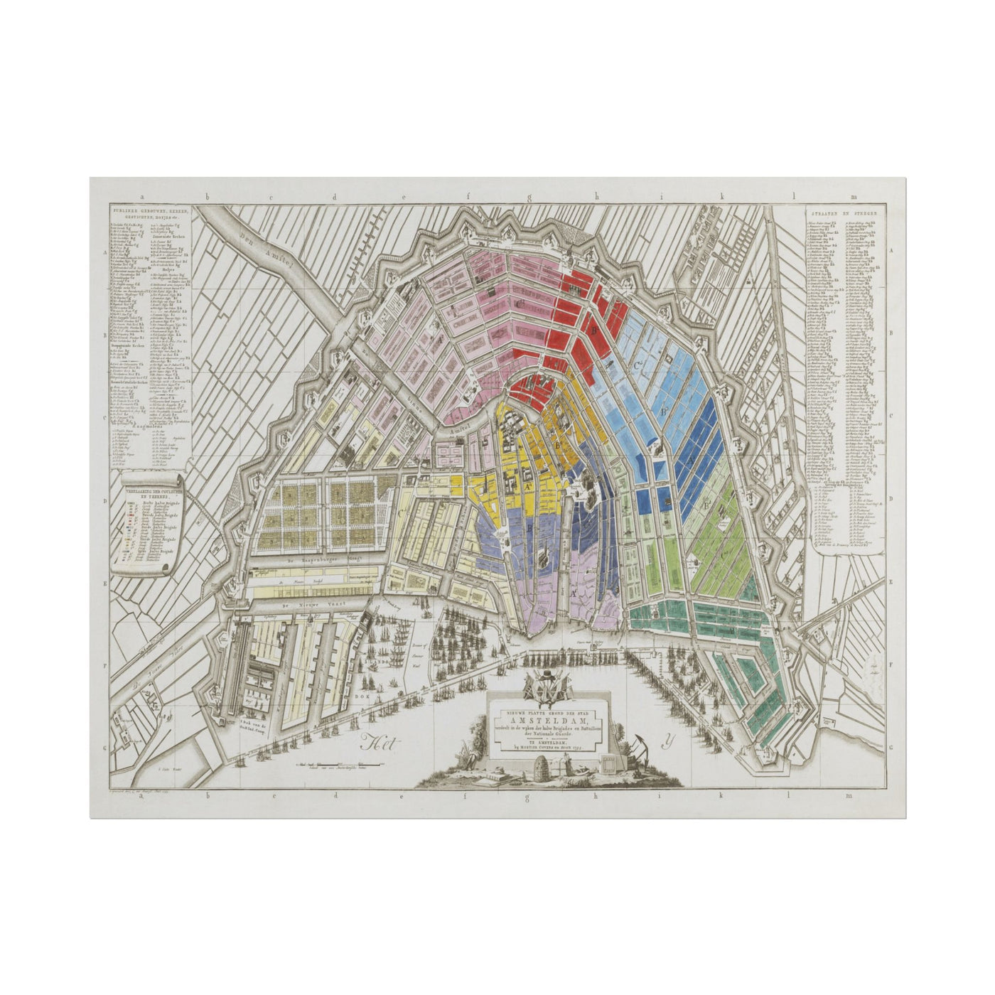 Map of Amsterdam with Division into Half Brigades 14″×11″
