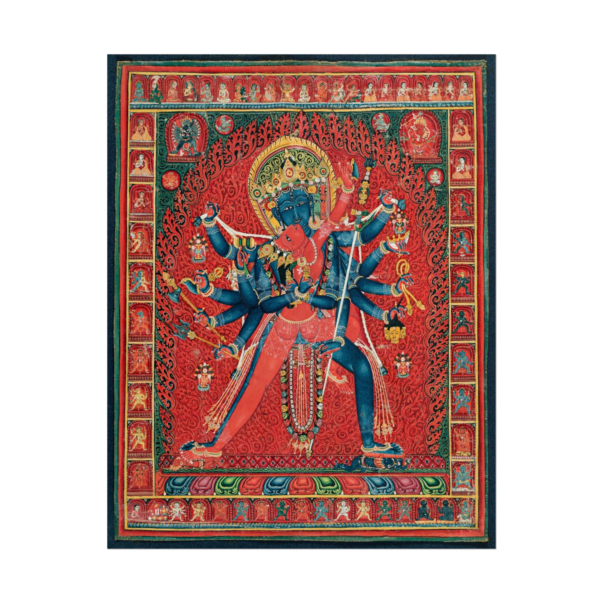 Colorful Chakrasamvara and Vajravarahi thangka artwork