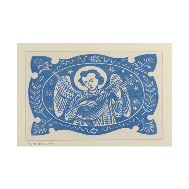 Vintage illustration of an angel playing a stringed instrument.