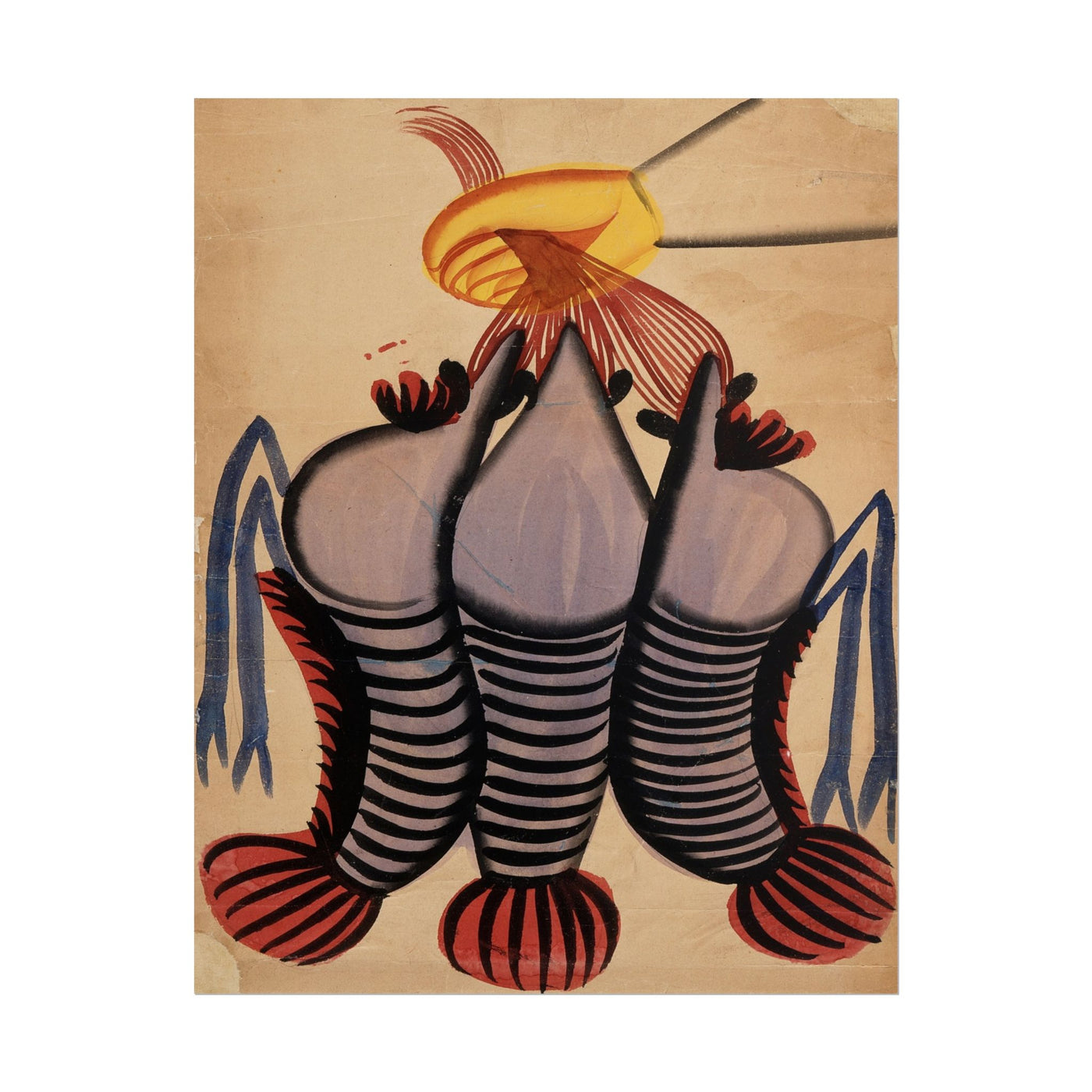 A Hand Holding Prawns 11″×14″