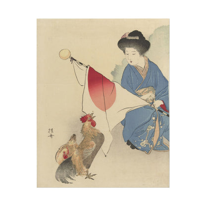 Woman with Flag and Rooster
