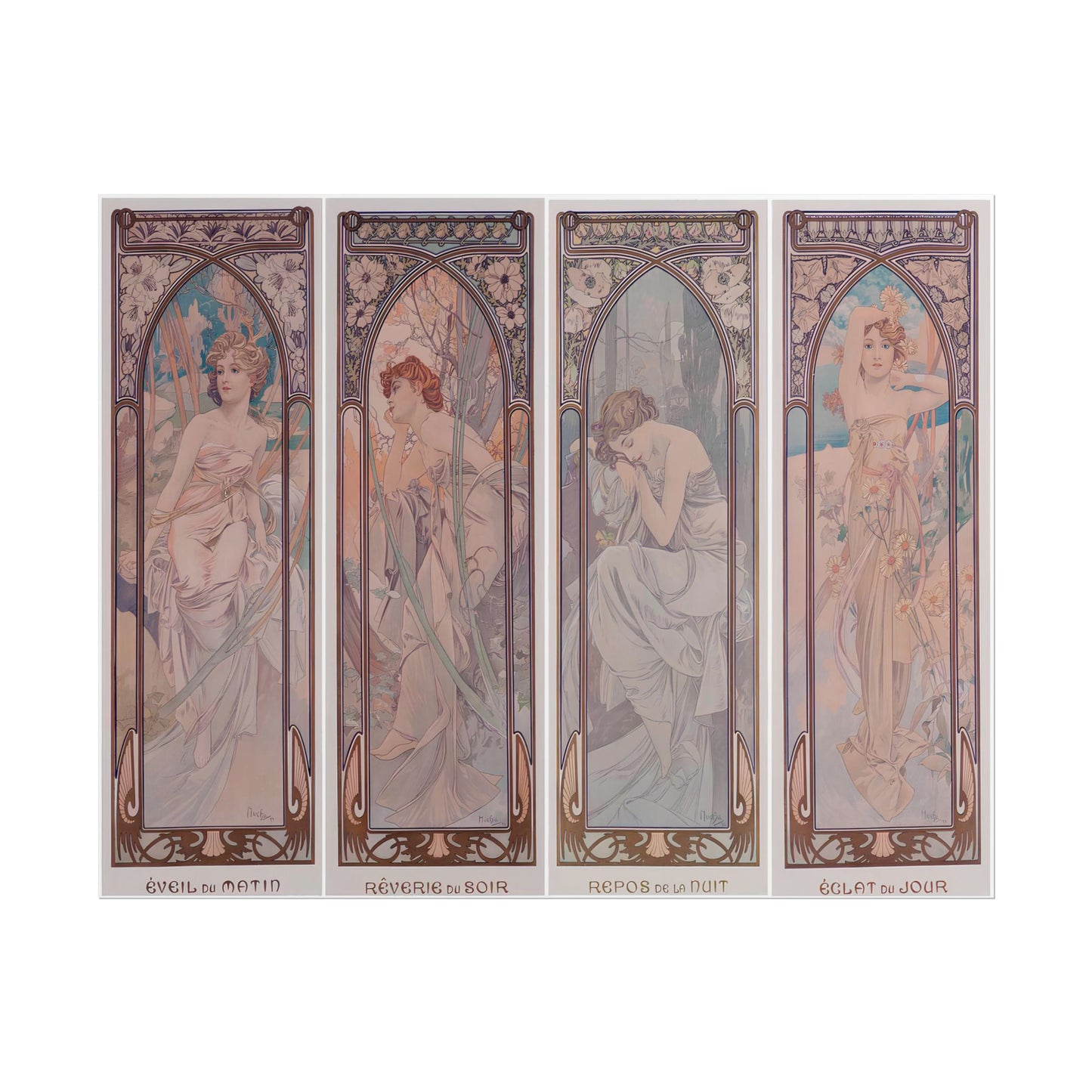 The Times Of The Day poster by Alphonse Mucha  - 11x14 inch print