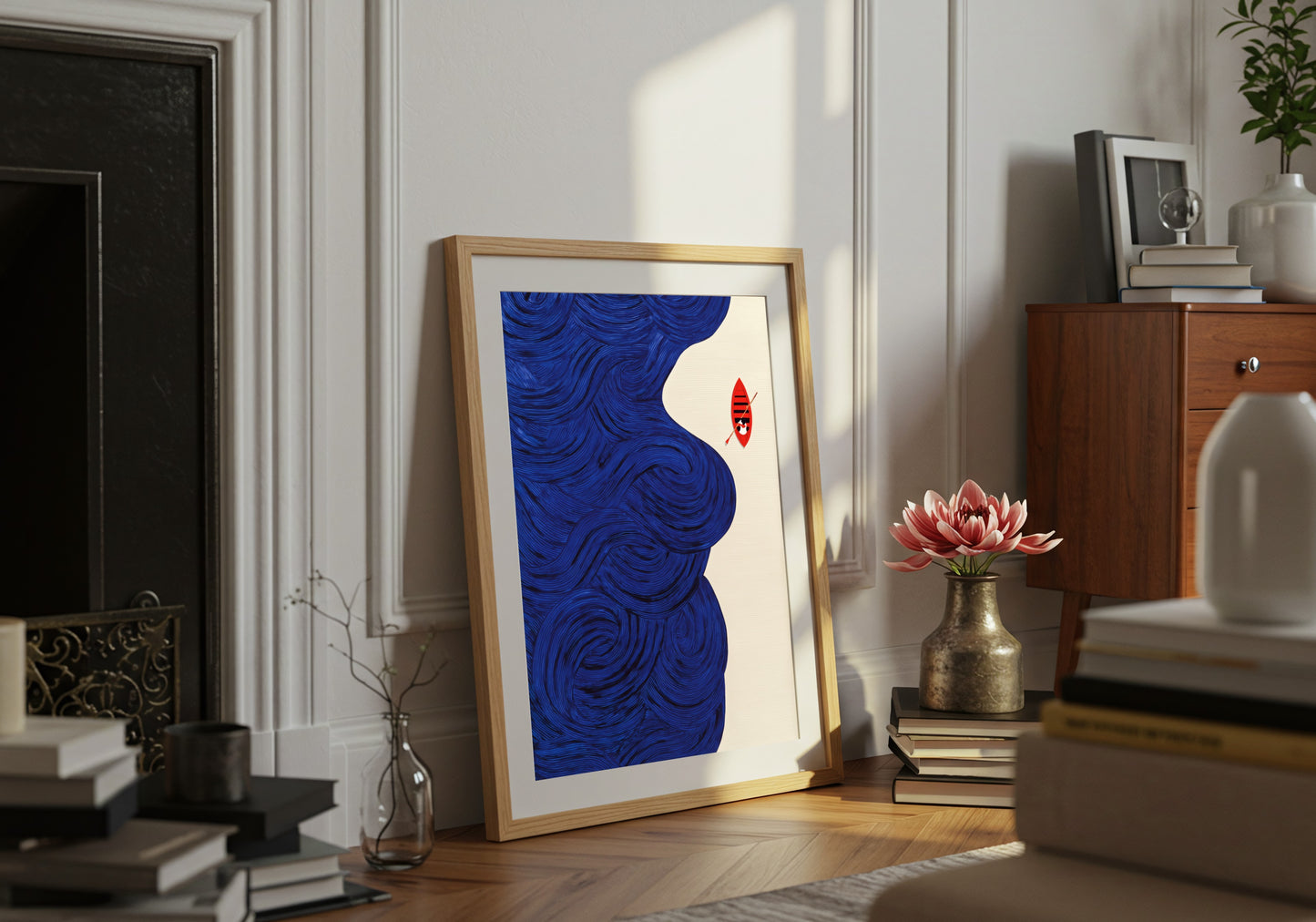 Blue Ocean Red Surfboard