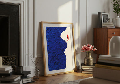 Blue Ocean Red Surfboard