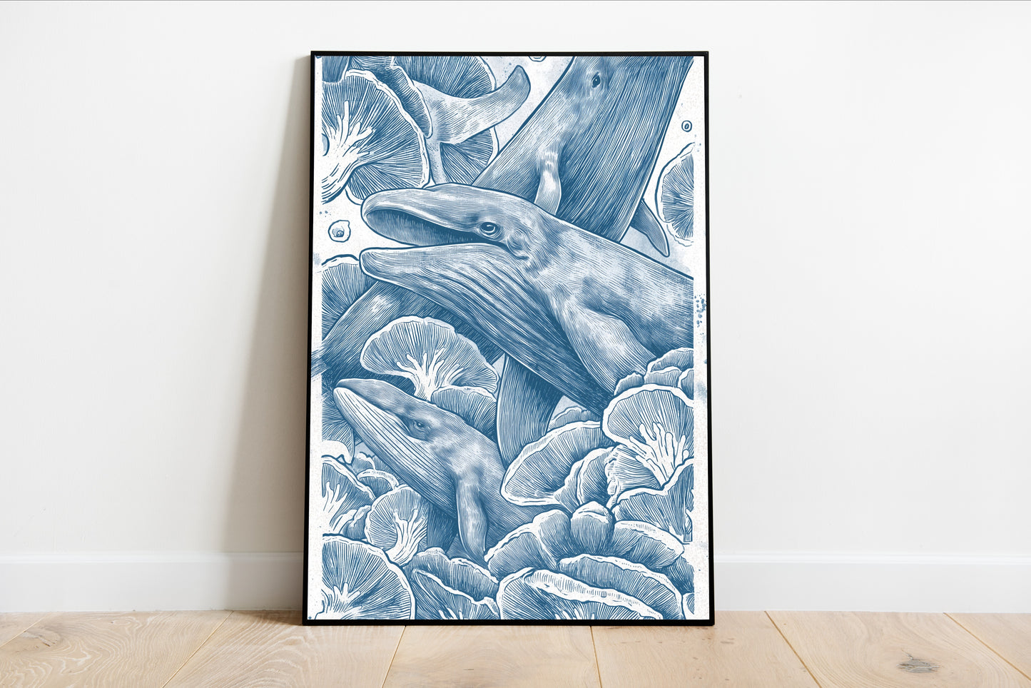 Blue Whales Hand-Drawn