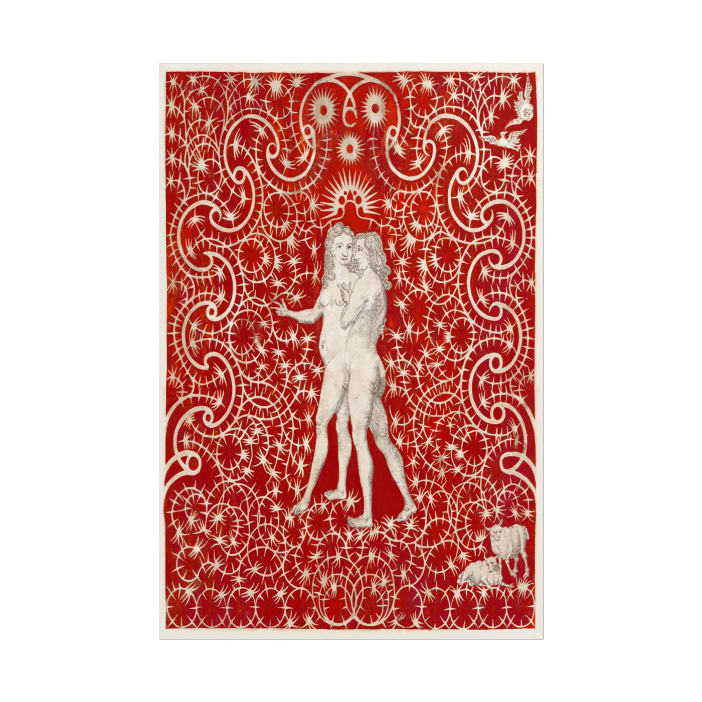 Adam and Eve and Sheep and Dove 12″×18″