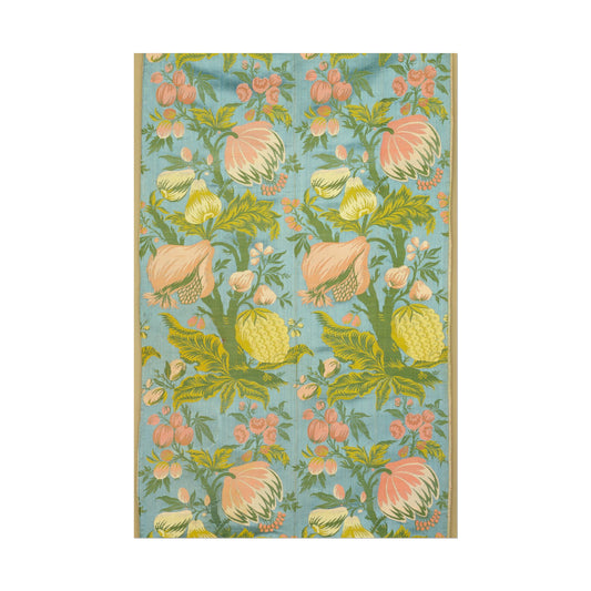 Lush botanical floral pattern with pastel colors and intricate details.