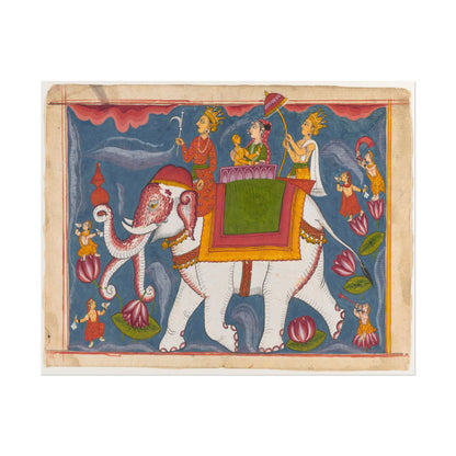 Traditional Indian art of Indra on the elephant Airavata.