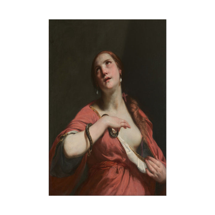 Portrait of Cleopatra with a striking expression and rich colors.