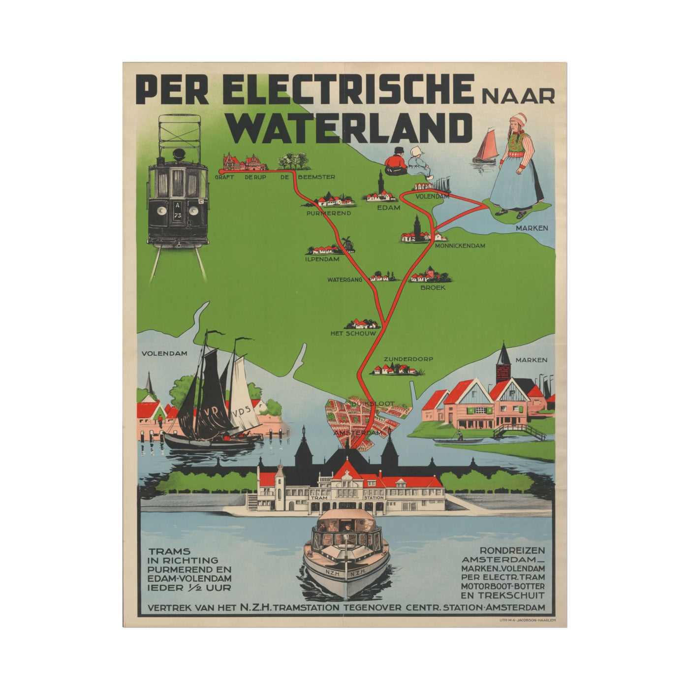 Waterland Tram Map Art 11″×14″