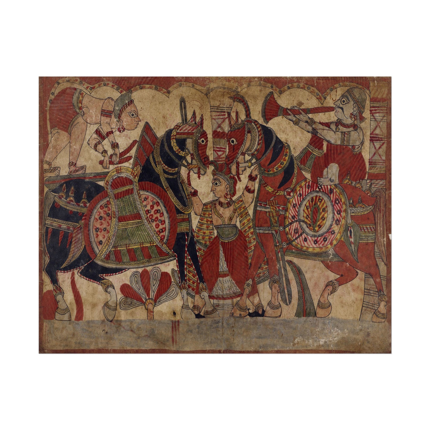 Drummer and Horn Player, Marriage of Abhimanyu and Vatsala 14″×11″