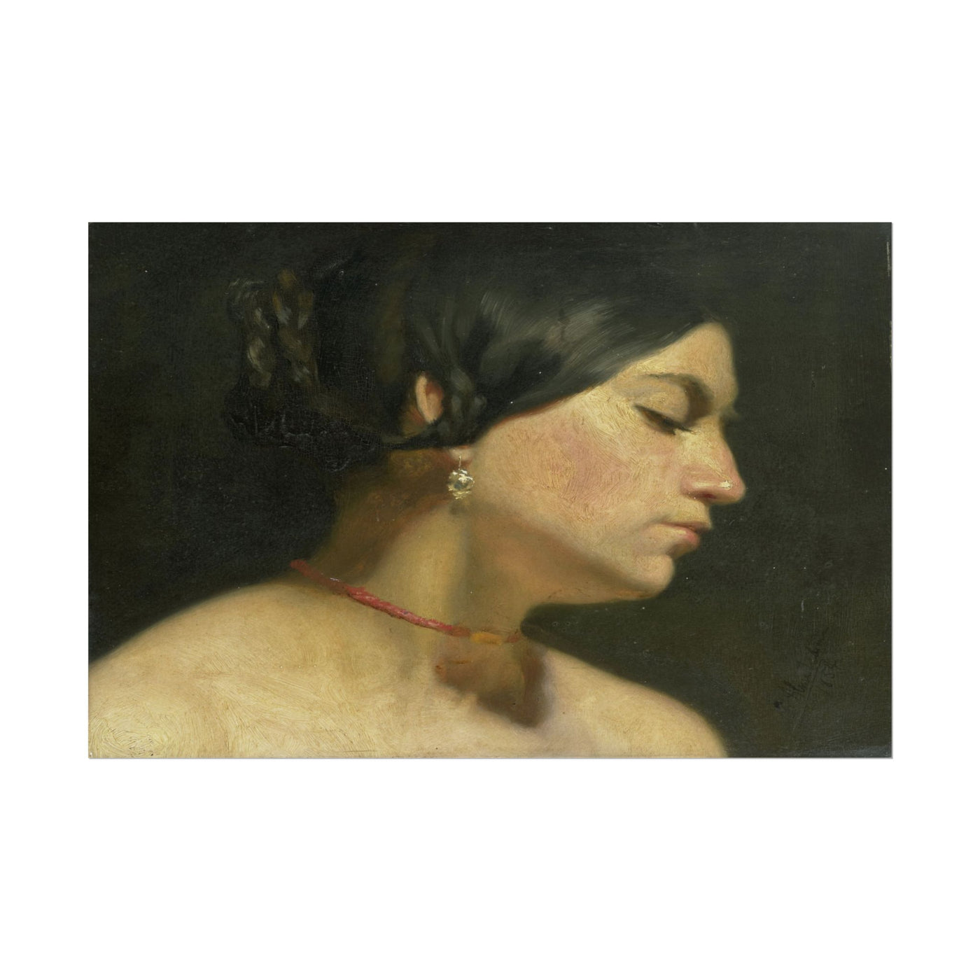 Elegant Profile Portrait Art Print 18″×12″