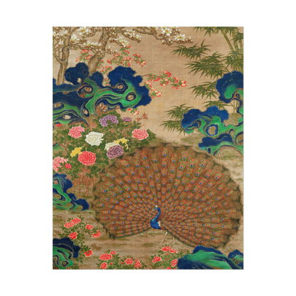 Chinese Peacock and Flowers