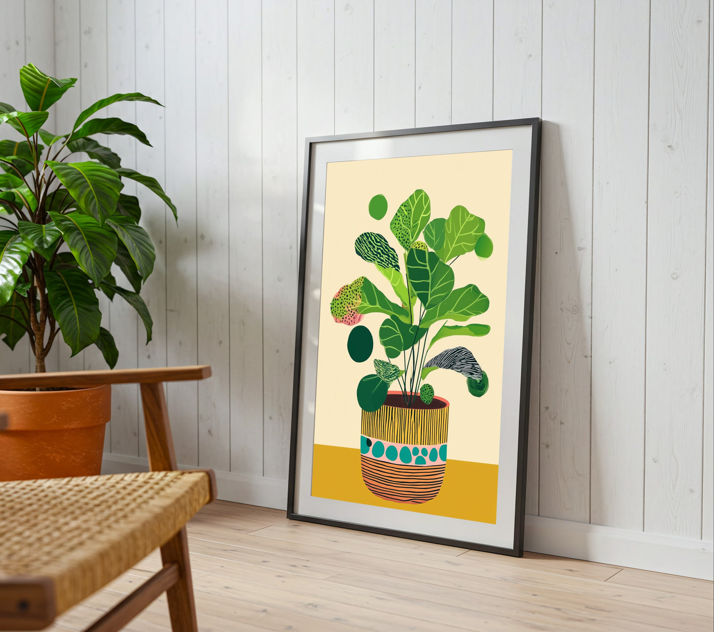 Lush Greenery in Abstract Pottery