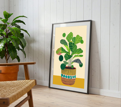 Lush Greenery in Abstract Pottery