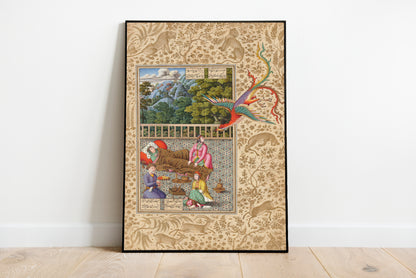 The Simurgh Arrives to Assist with the Birth of Rustam poster by Kawase Hasui & Watanabe Shozaburo - Black frame wall art