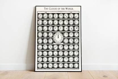 Vintage The Clocks of the World Print poster by Paul Poiret - Black frame wall art