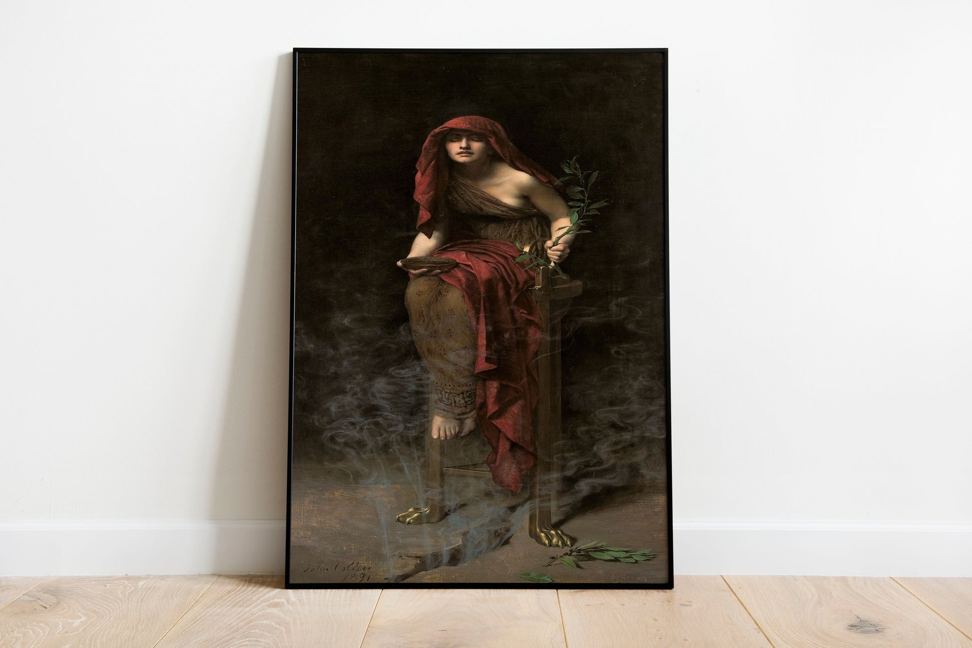 Priestess of Delphi poster by John Collier  - Black frame wall art