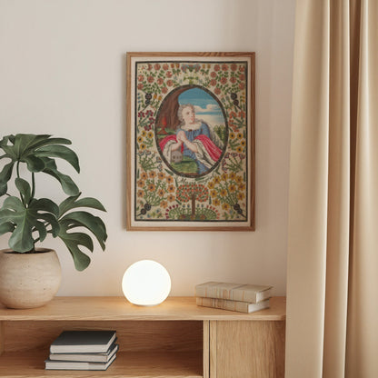 Mary Magdalene in Oval with Floral Border