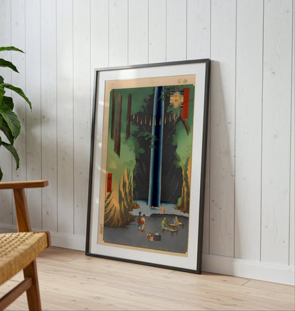 One Hundred Famous Views of Edo poster by Utagawa Hiroshige - Neutral room decor with framed print