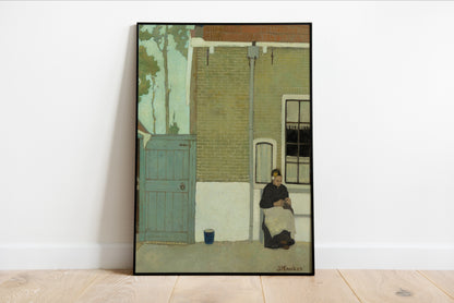 Serene Woman Sewing Art Print