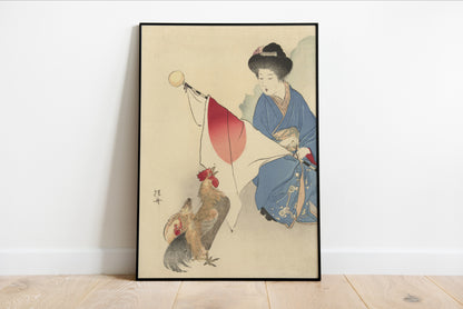 Woman with Flag and Rooster