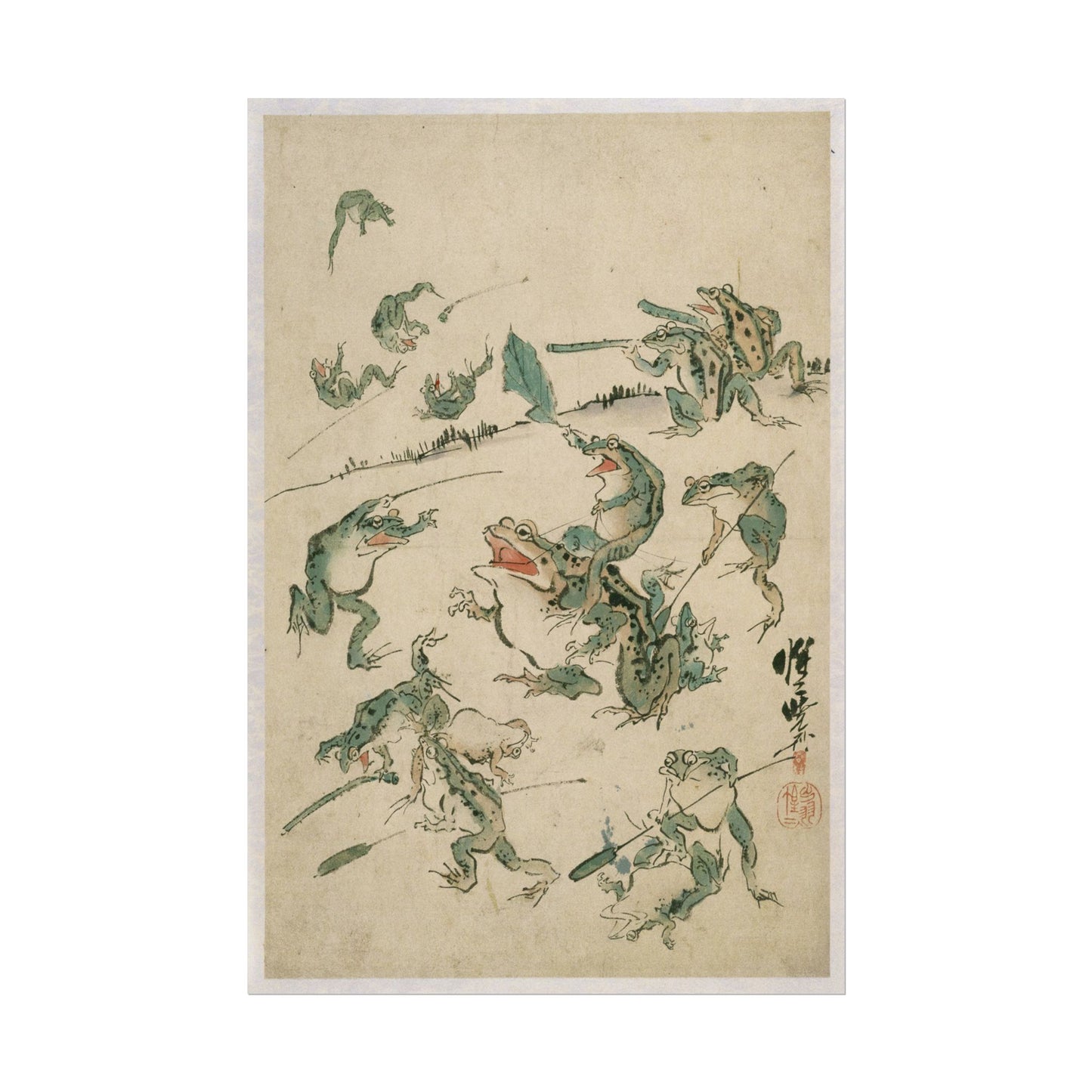 Battle of the Frogs poster by Kawanabe Kyosai - 20x30 inch poster print