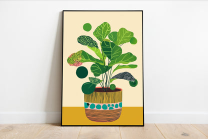 Lush Greenery in Abstract Pottery