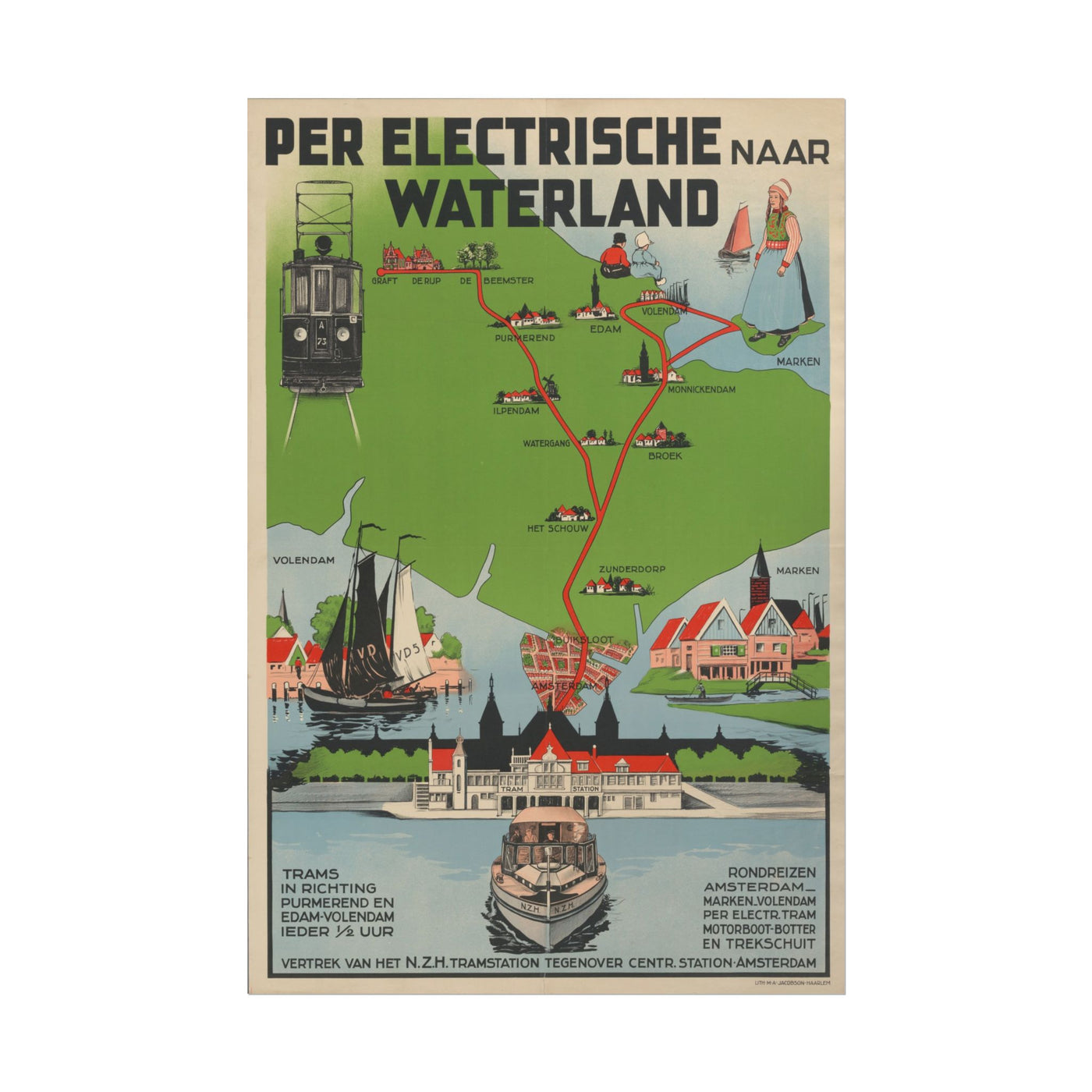 Waterland Tram Map Art 12″×18″