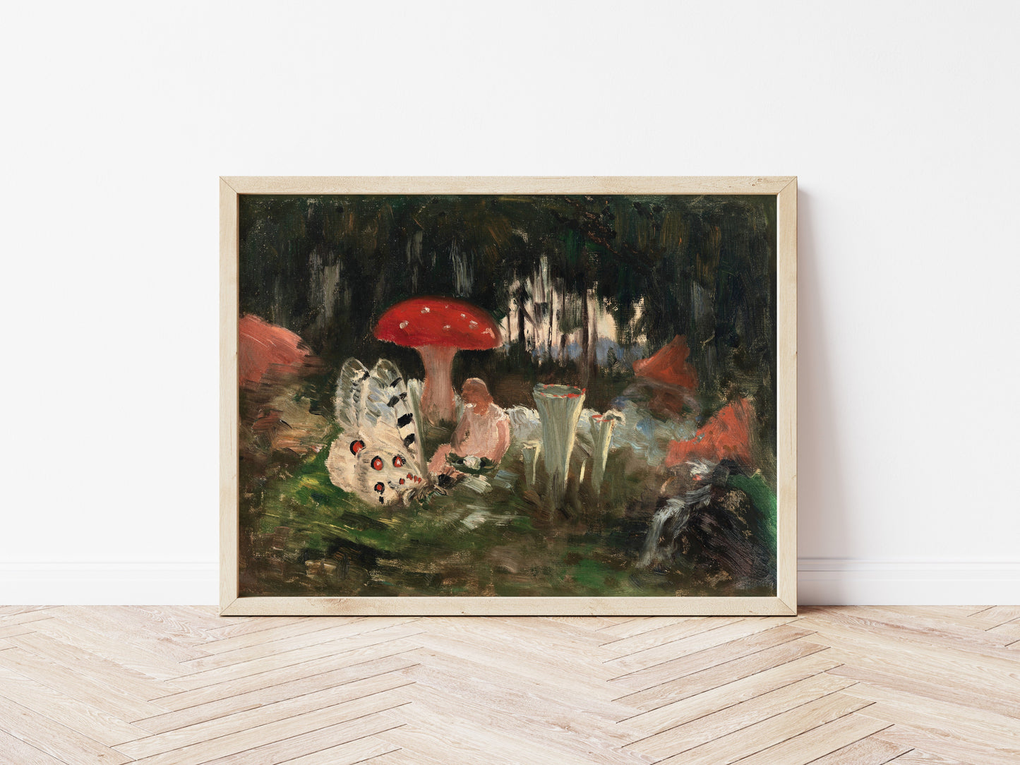 The Princess and a Butterfly Underneath a Fly Agaric