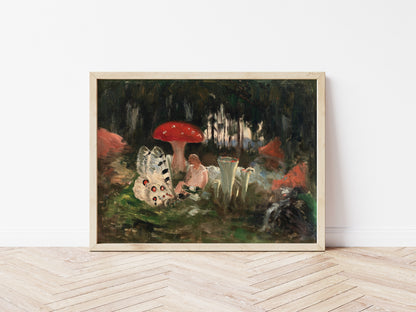 The Princess and a Butterfly Underneath a Fly Agaric