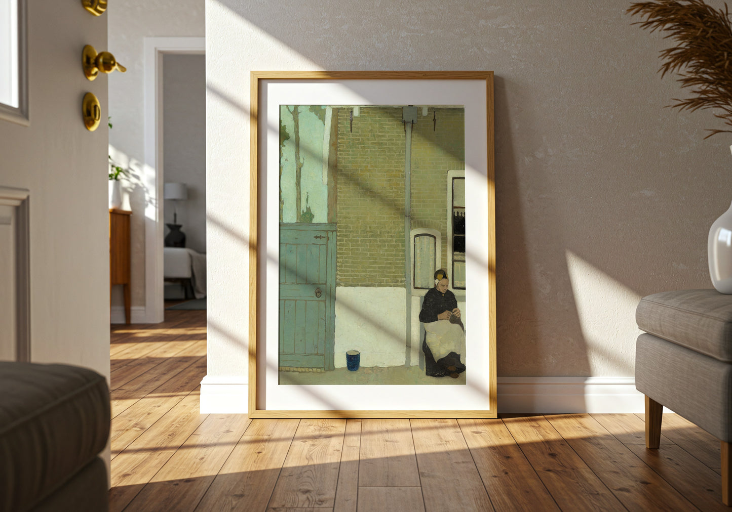 Serene Woman Sewing Art Print