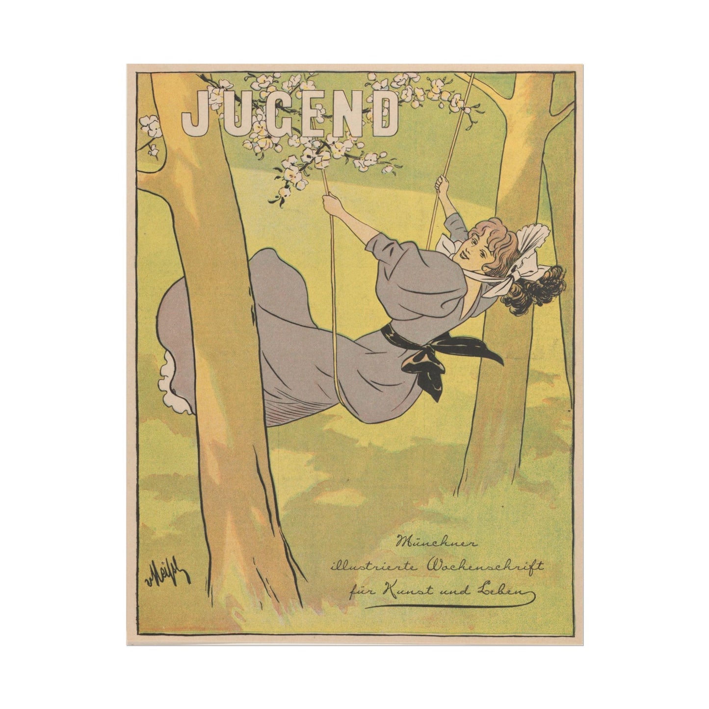 Woman on a Swing Between Two Trees