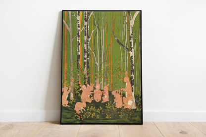 The Story of the Rabbit children poster by Sibylle Von Olfers  - Black frame wall art