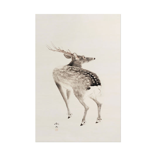 An elegant ink wash depiction of a stag by Mori Tetsuzan.