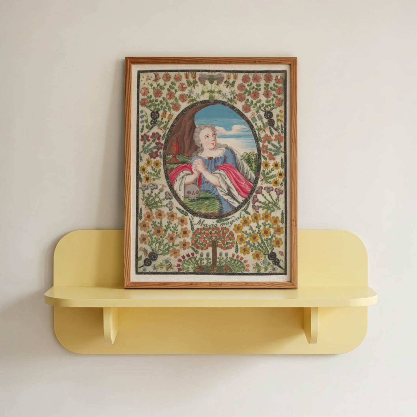 Mary Magdalene in Oval with Floral Border
