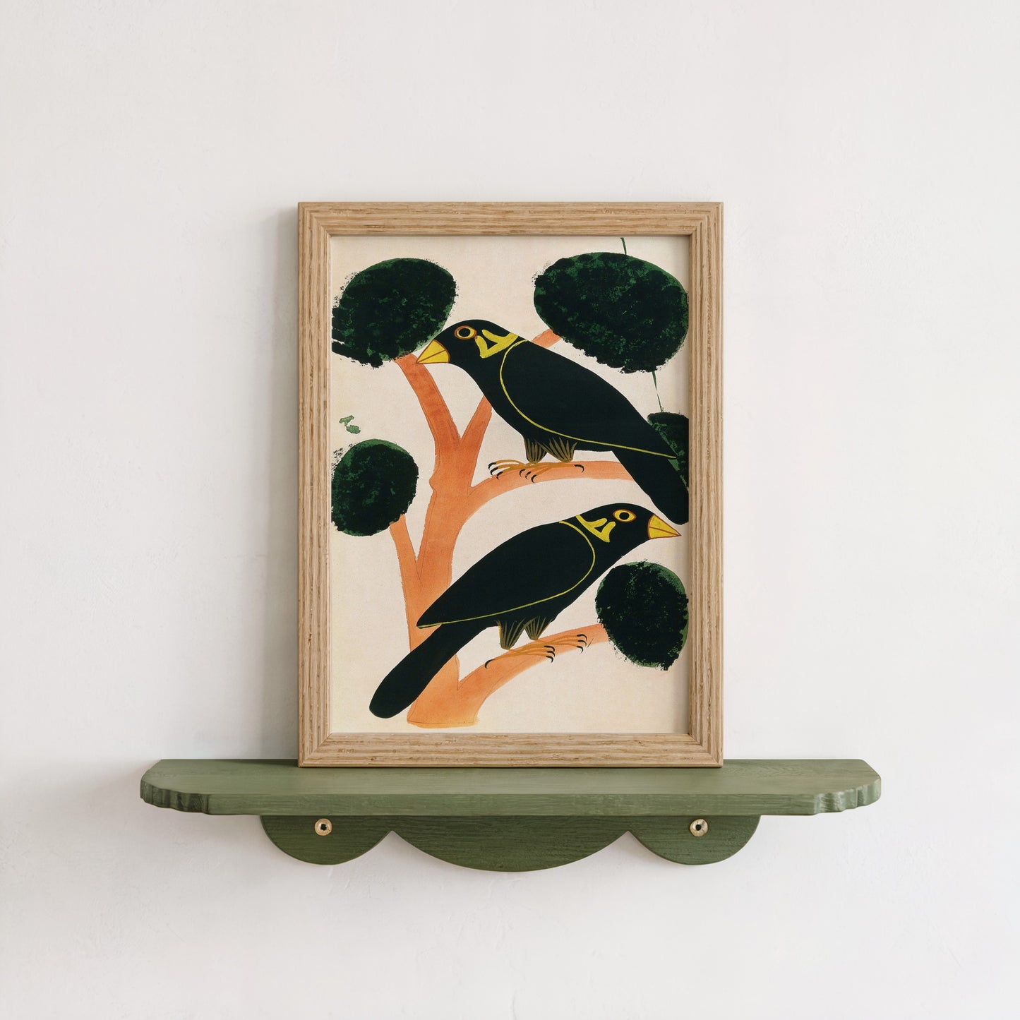 Two Large Crows on Tree Branches