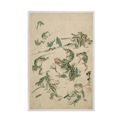 Battle of the Frogs poster by Kawanabe Kyosai - 24x36 inch wall art